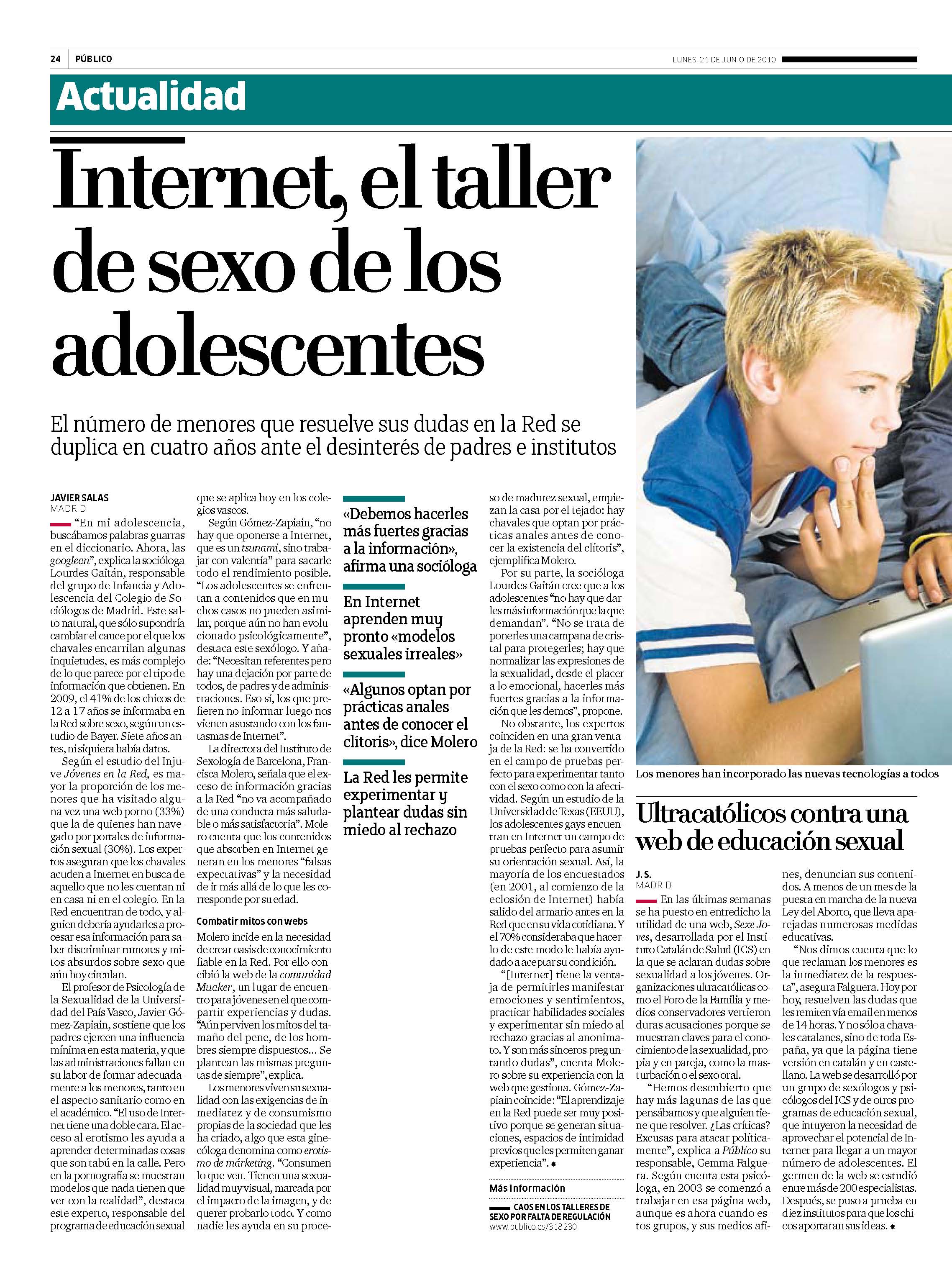 Internet, el taller de sexo de los adolescentes. Educación sexual - SIDA  STUDI