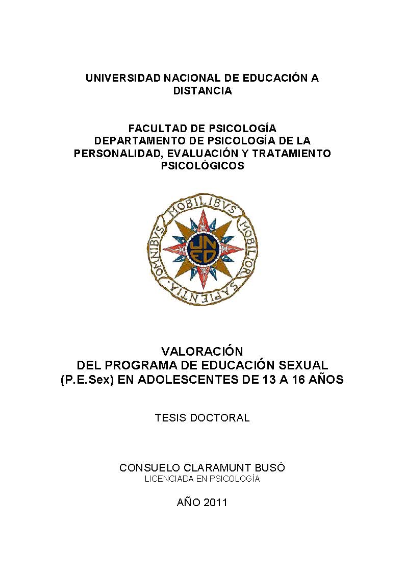 Valoración Del Programa De Educación Sexual Pe Sex En Adolescentes De 13 A 16 Años