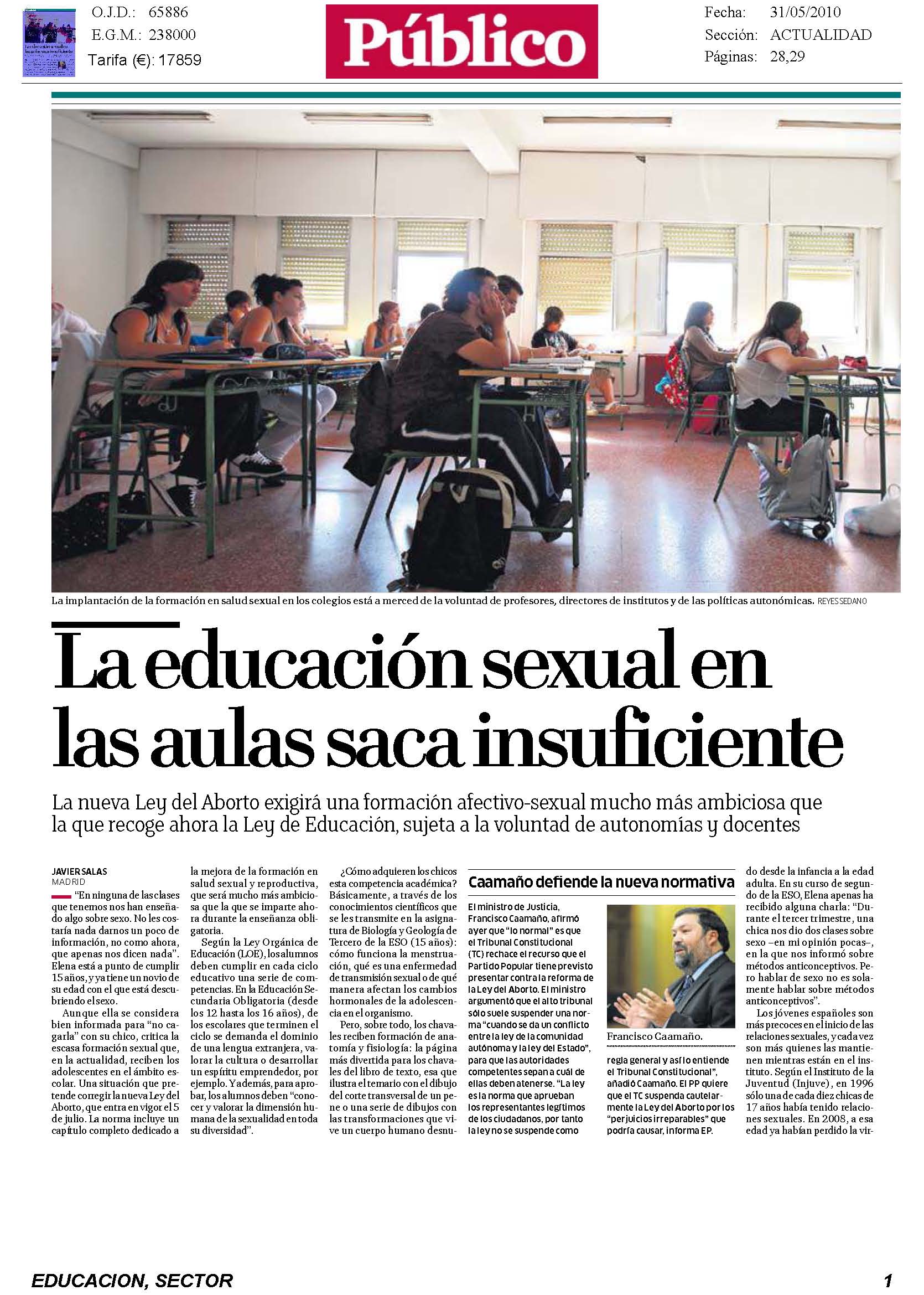 La educación sexual en las aulas saca insuficiente. Educación sexual - SIDA  STUDI