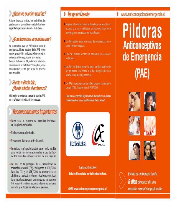 Píldoras anticonceptivas de emergencia PAE Educación sexual SIDA STUDI