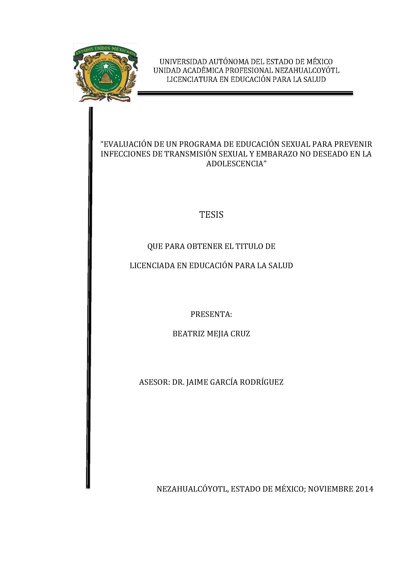 Evaluación de un programa de educación sexual para prevenir infecciones de  transmisión sexual y embarazo no deseado en la adolecencia. Educació sexual  - SIDA STUDI