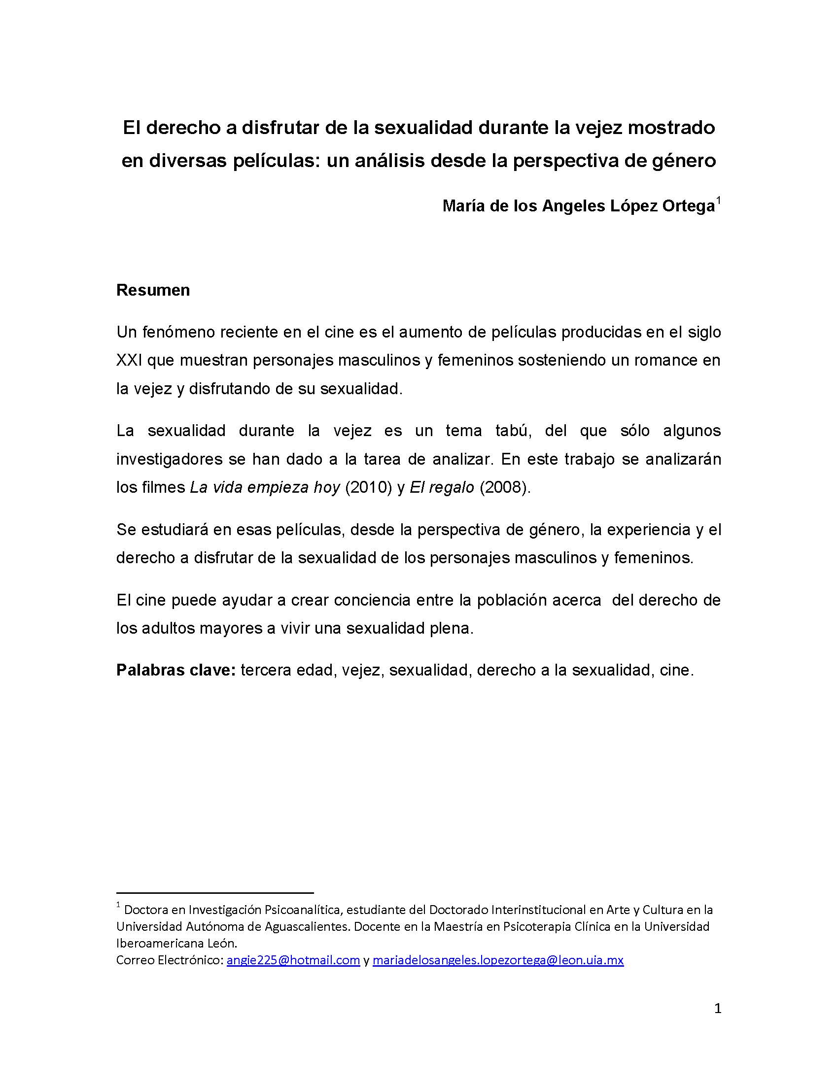 El Derecho A Disfrutar De La Sexualidad Durante La Vejez Mostrado En Diversas Películas Un 