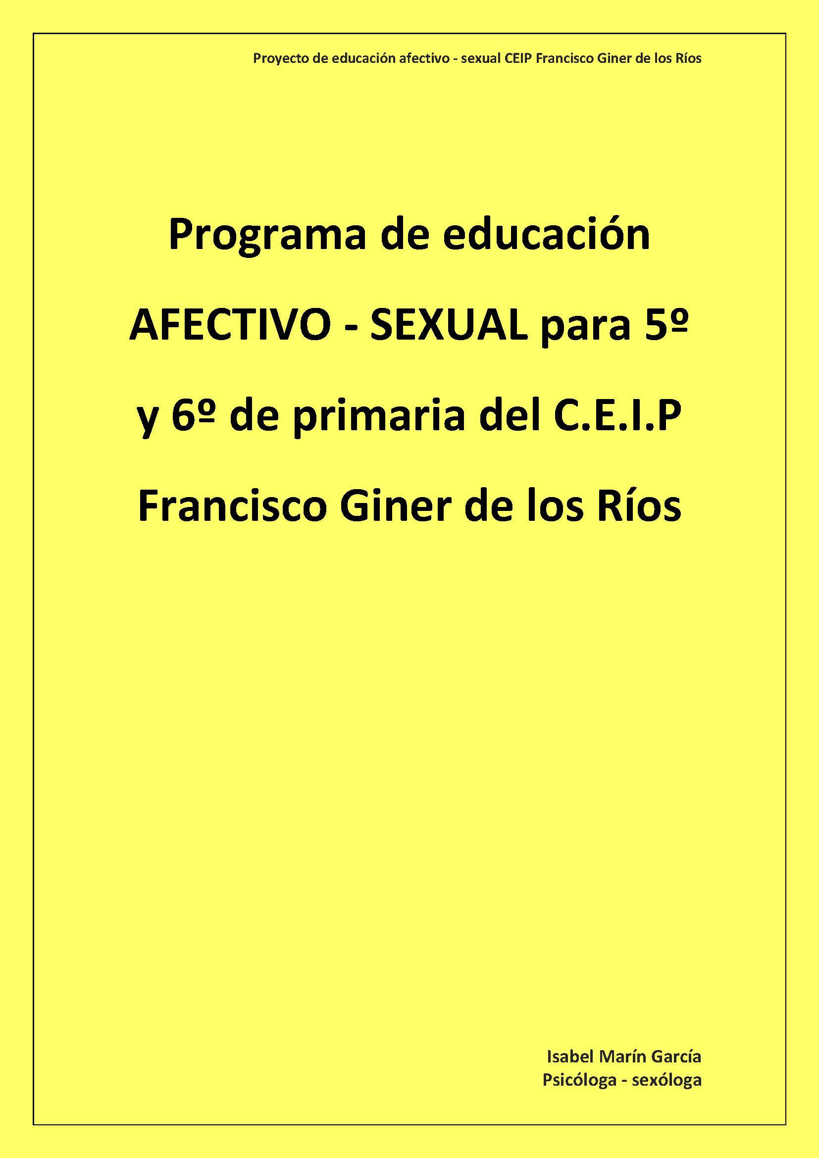 Programa De Educación Afectivo Sexual Para 5º Y 6º De Primaria Del Ceip Francisco Giner De 5668